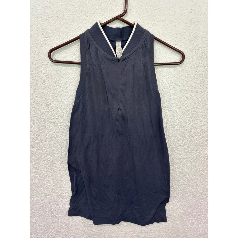 Athleta Momentum Polo Tank Top Navy Blue Racerback Sleeveless Golf Tennis M
